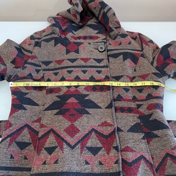ELLABEE | Aztec print wool blend hooded thick lined fall winter warm coat jacket - Picture 9 of 16